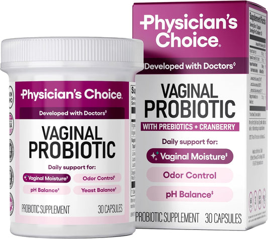 Women’s Vaginal Probiotics – Advanced pH, Odor & Yeast Support – 6 Billion CFU with Organic Prebiotics & Cranberry – Feminine Health Formula – 30 Capsules