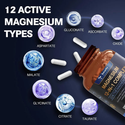 Magnesium 12 in 1 Complex 700mg - Glycinate Citrate Malate Taurate.