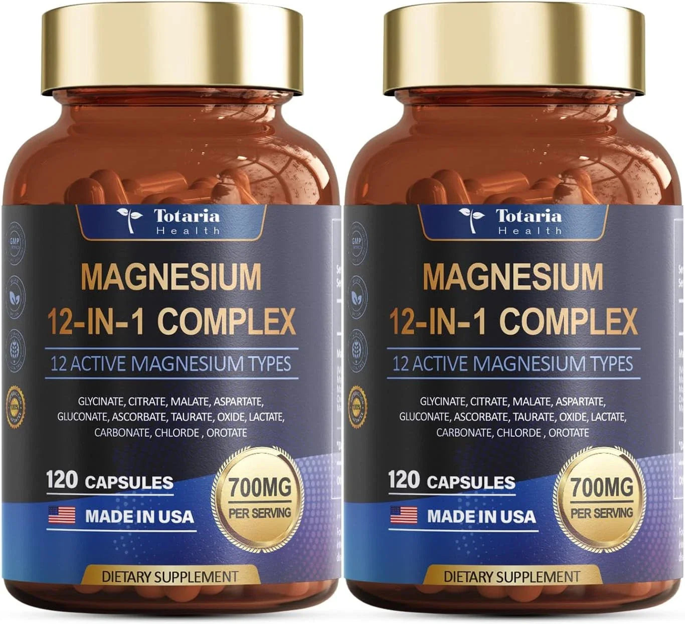 Magnesium 12 in 1 Complex 700mg - Glycinate Citrate Malate Taurate.
